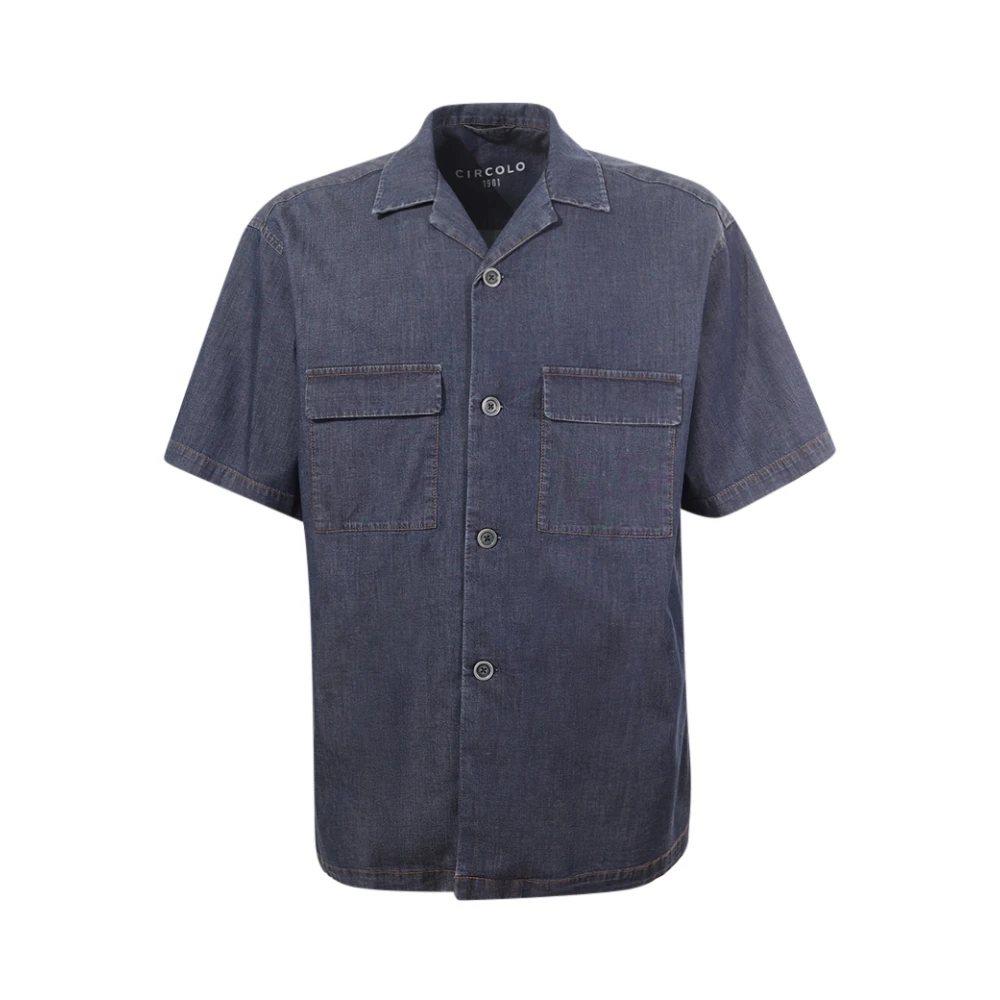 Circolo 1901 Short Sleeve Shirts Blue Heren