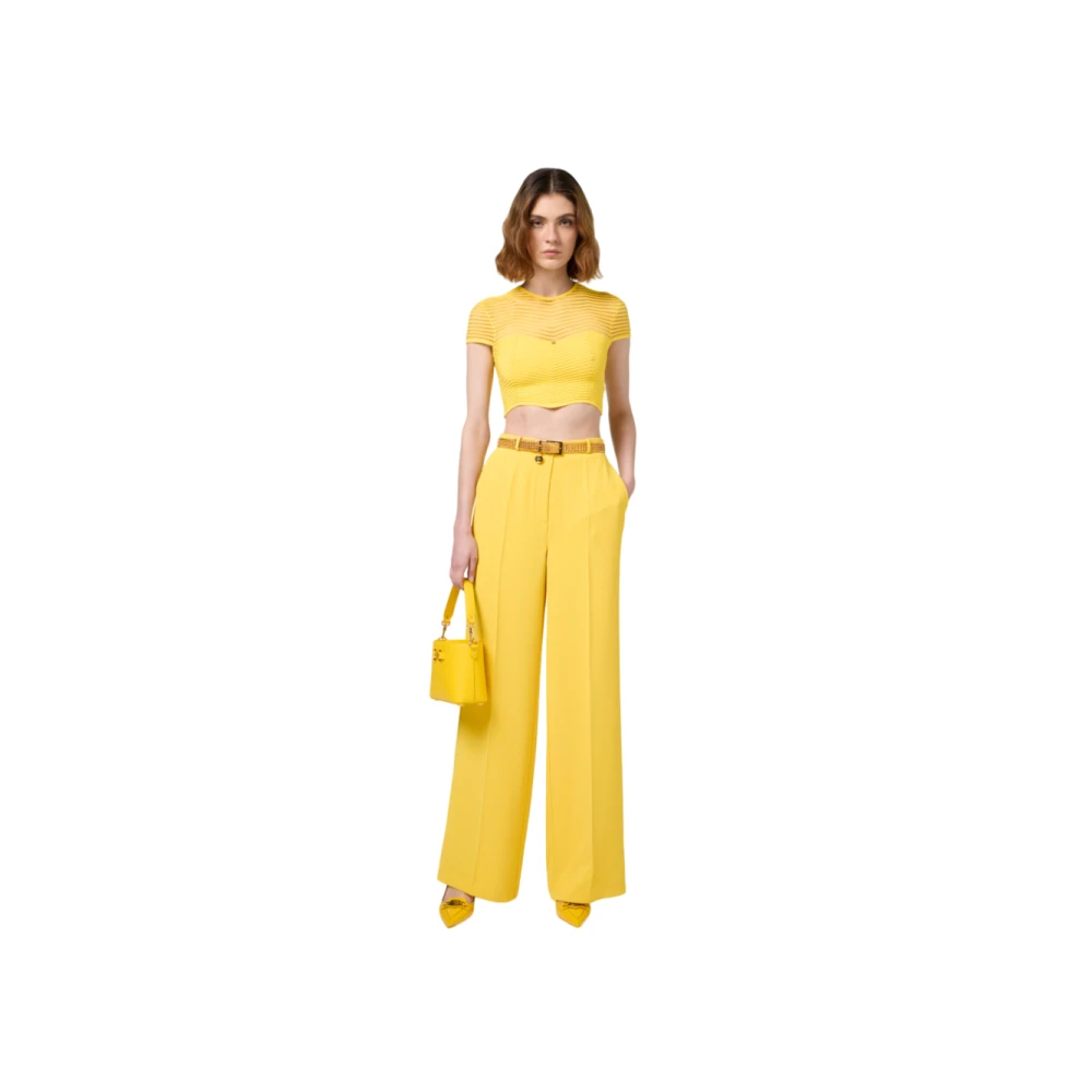 Elisabetta Franchi Gele Straight Leg Broek Yellow Dames