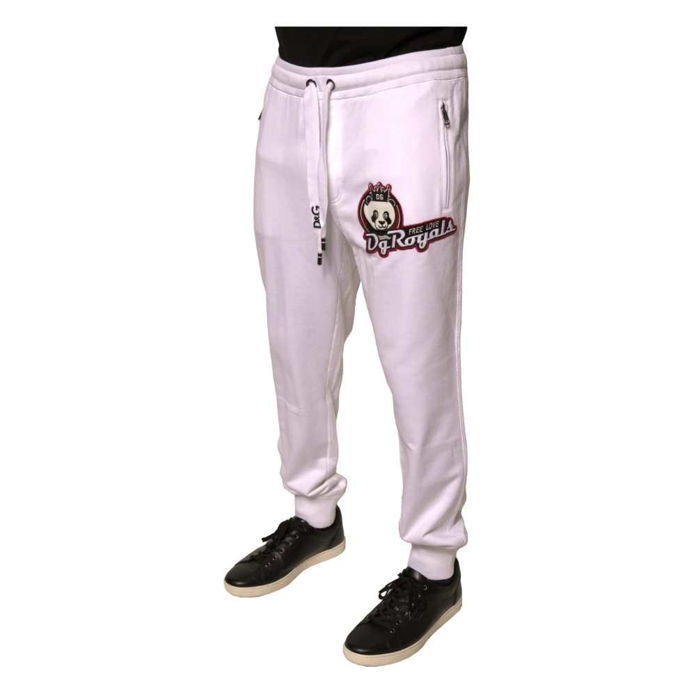 Dolce & Gabbana Panda Patch Katoenen Joggingbroek White Heren