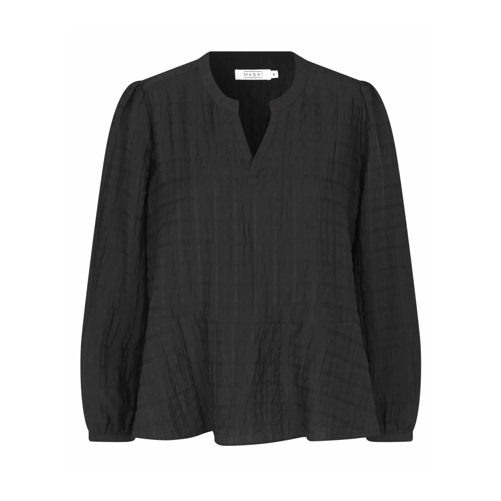 Masai Gestructureerde Zwarte Blouse Black Dames