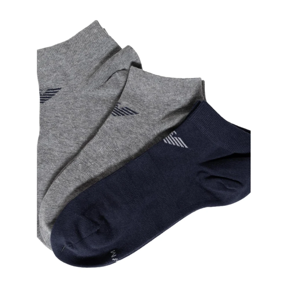 Emporio Armani Blauwe Katoenen Enkelsokken Multicolor Heren