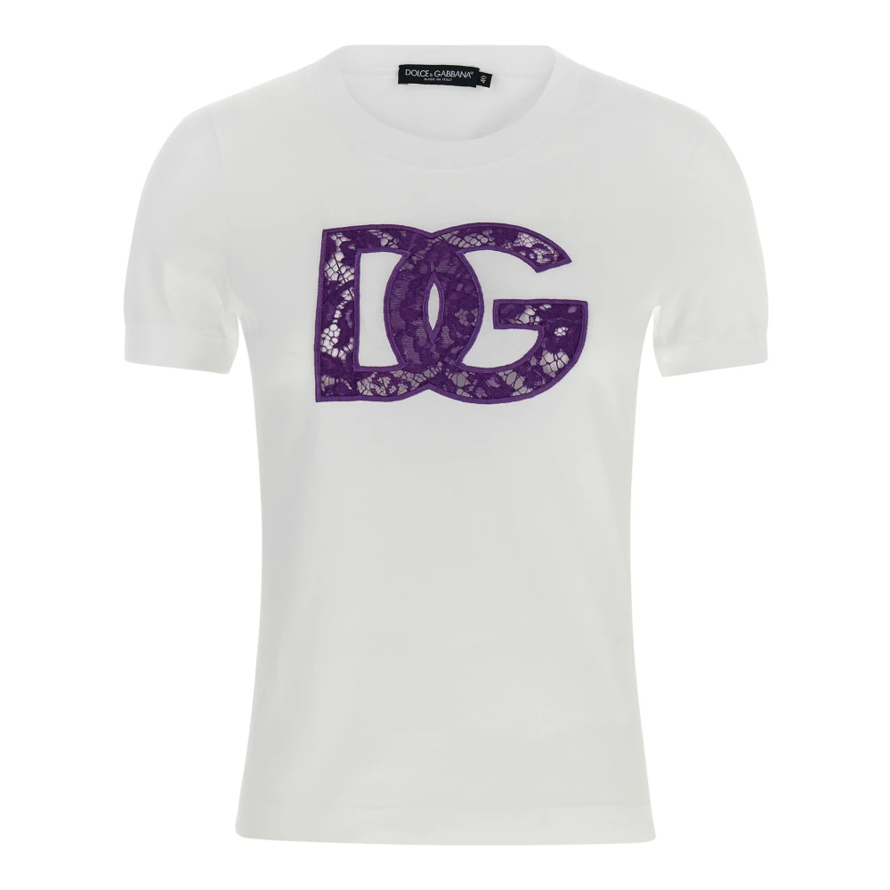 Dolce & Gabbana Mujer Blanco - Camiseta De Punto Con Incrustaciones De Encaje - Tops - L