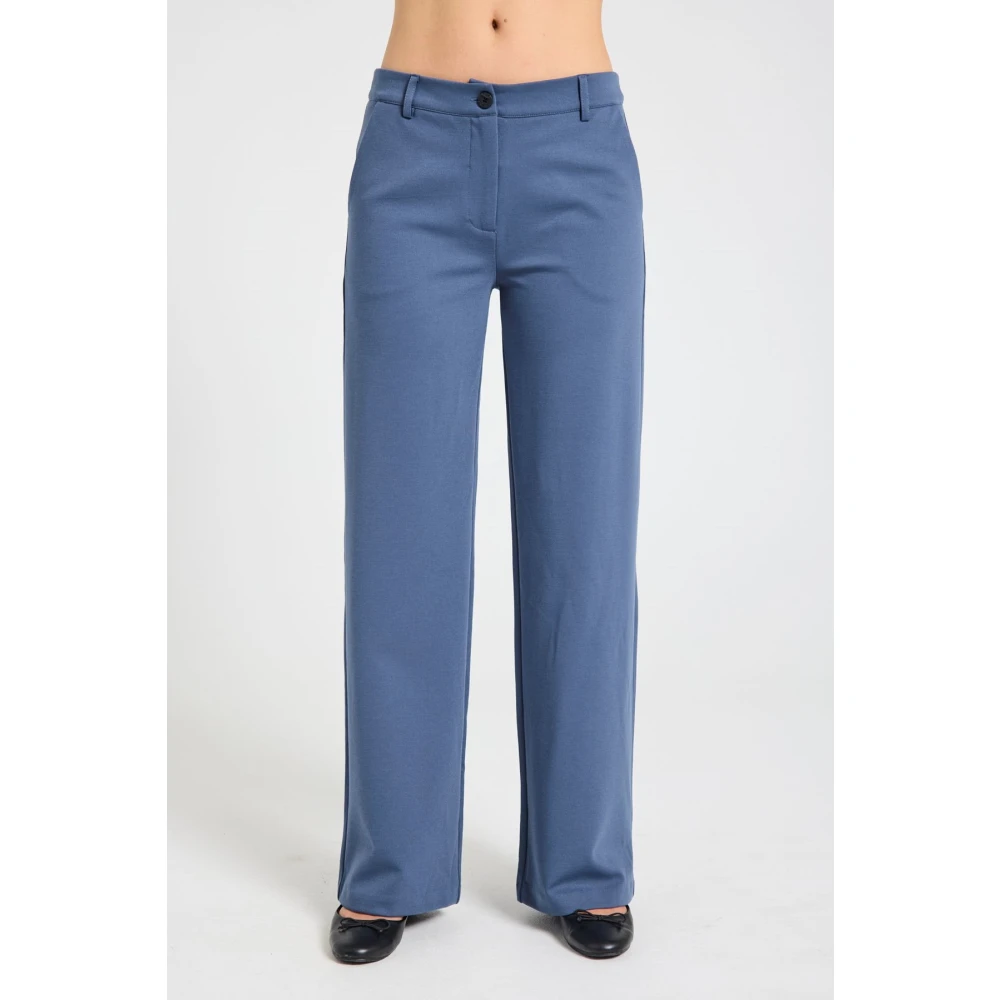 Freequent Elegante Wijde Pijp Broek Indigo Blue Dames