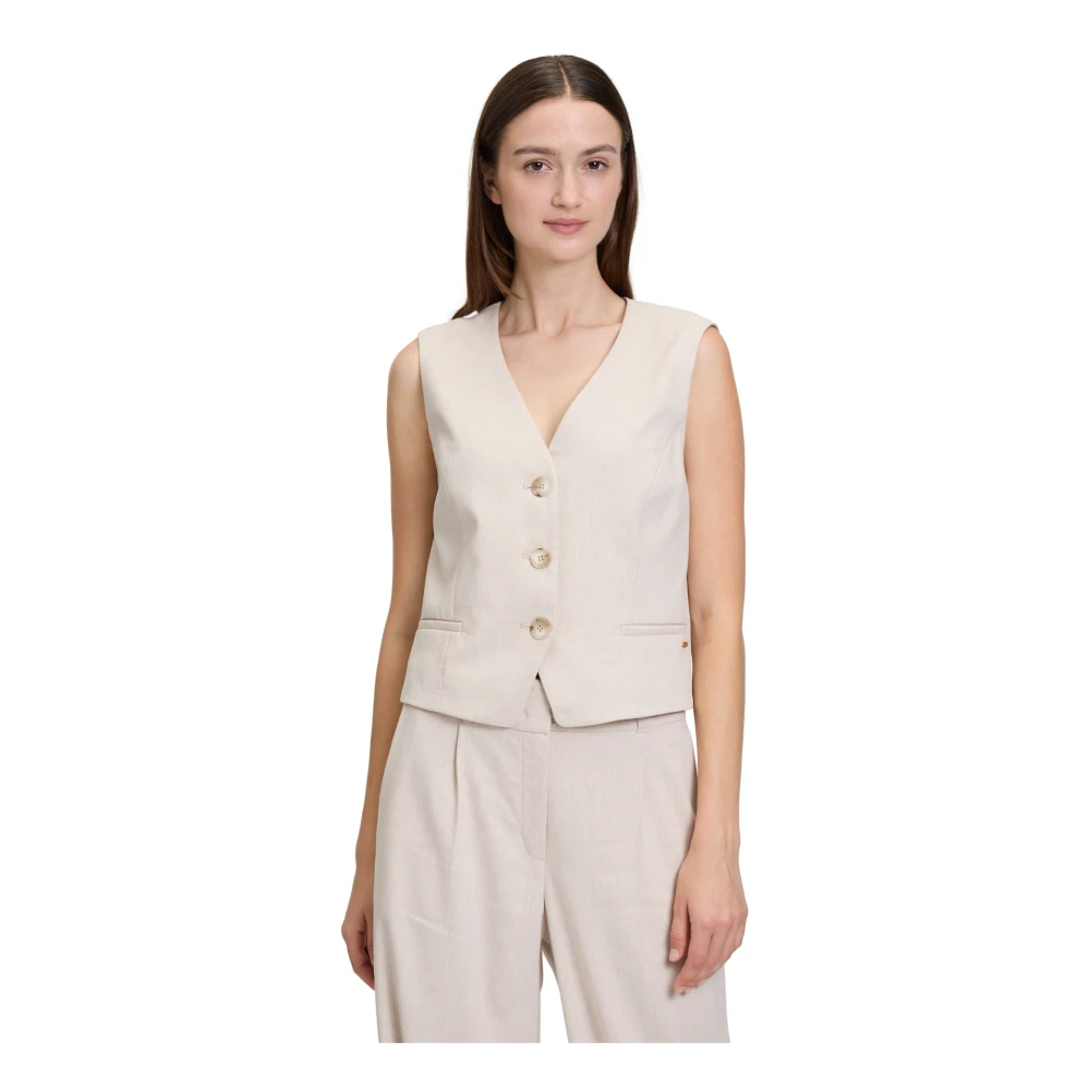 Betty & Co Zomer vest met zakken Beige Dames