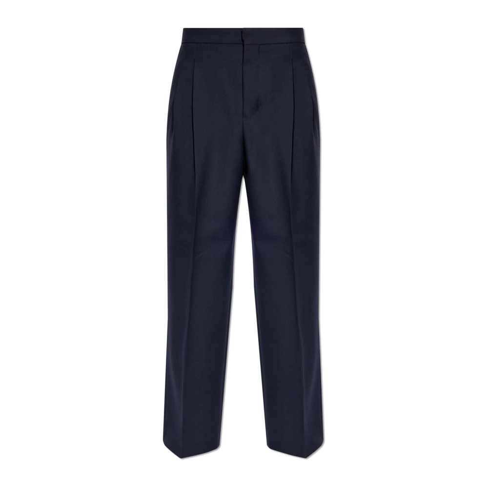 Ami Paris Men's Blue Wide Trousers, 2XS, Creased Trousers