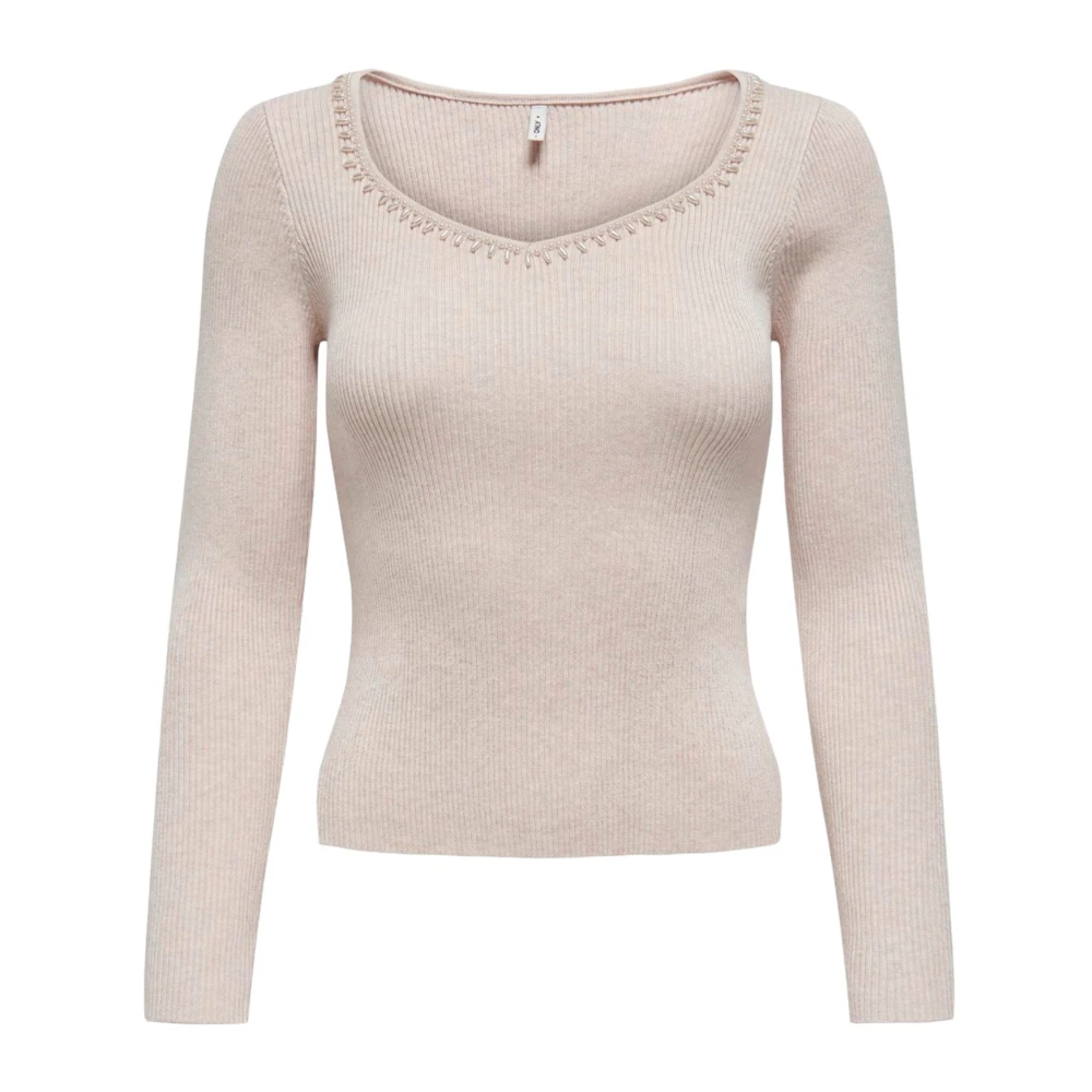 Only Beige Knitwear met Sweetheart Neckline Beige Dames