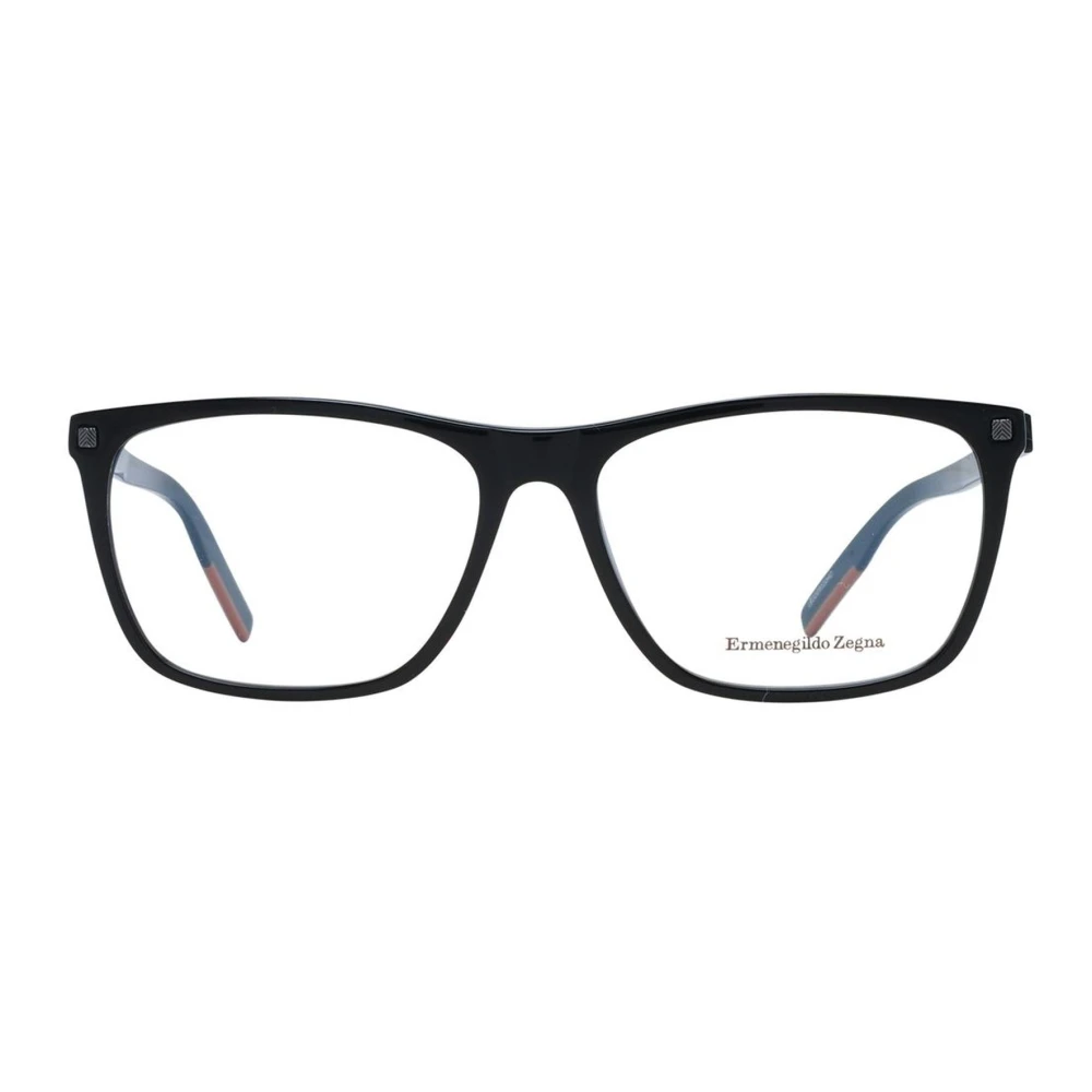 Ermenegildo Zegna Zwarte Plastic Optische Monturen Rechthoekige Vorm Black Heren