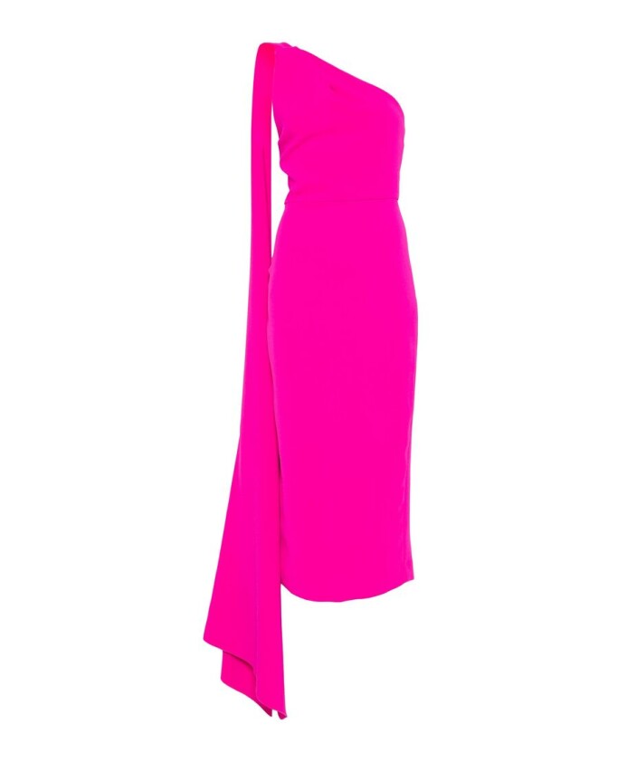 magenta-pink-one-shoulder-dress-with-scarf