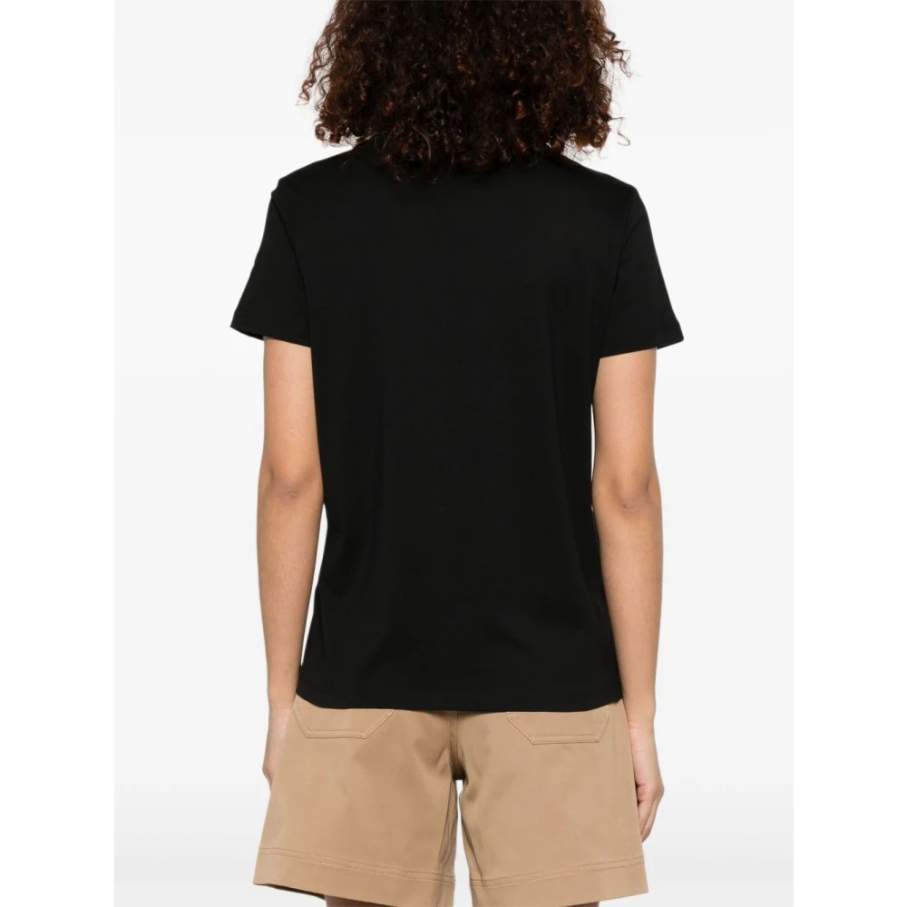 Moncler Zwart Logo Patch Crew Neck T-shirts Black Dames