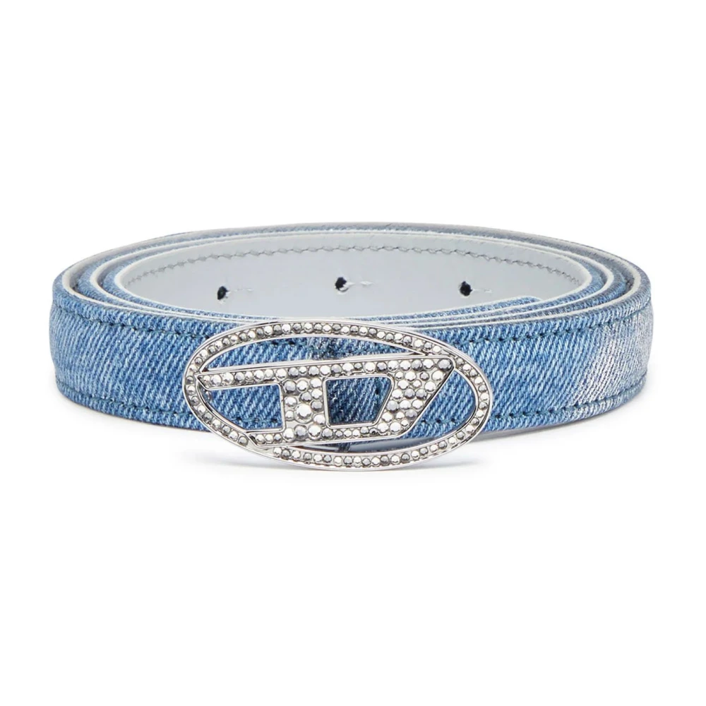 Diesel Strass Denim Bälte med Strass Blue, Dam