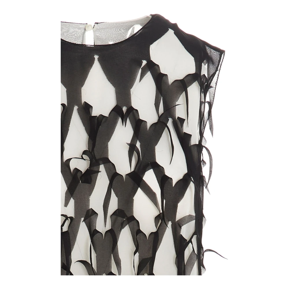 Maison Margiela Zijden Midi Jurk Mouwloos Italië Gemaakt Black Dames