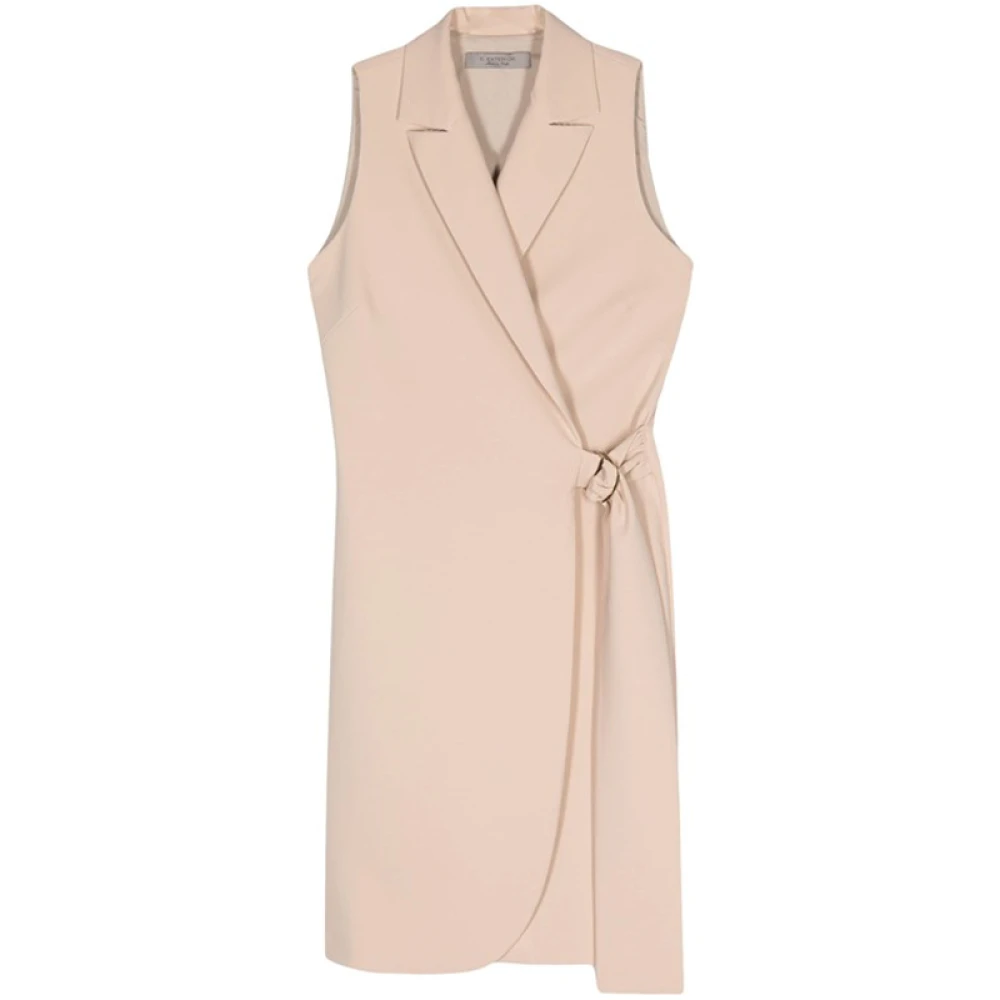 D.Exterior Beige Crepe Wrap Midi Jurk Beige Dames