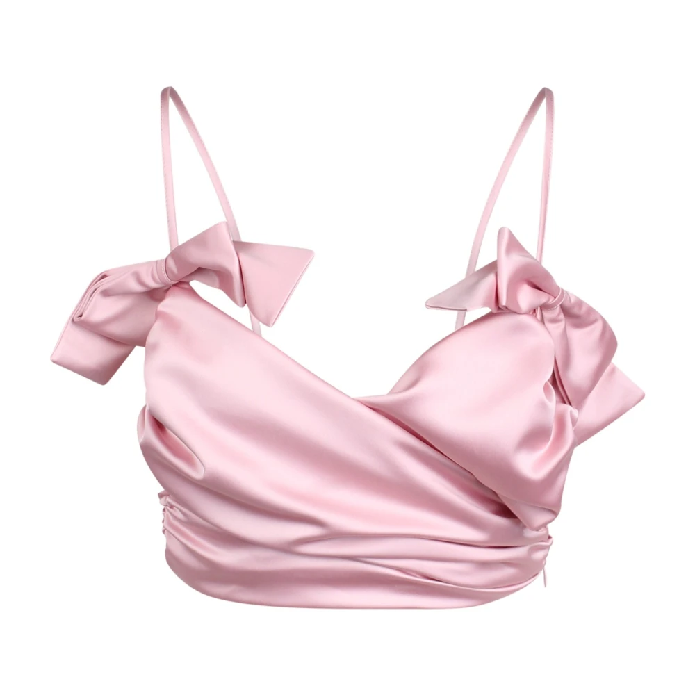 Fiorucci Satijnen Top met Strikken Pink Dames