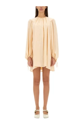 Gathered Silk Dress
