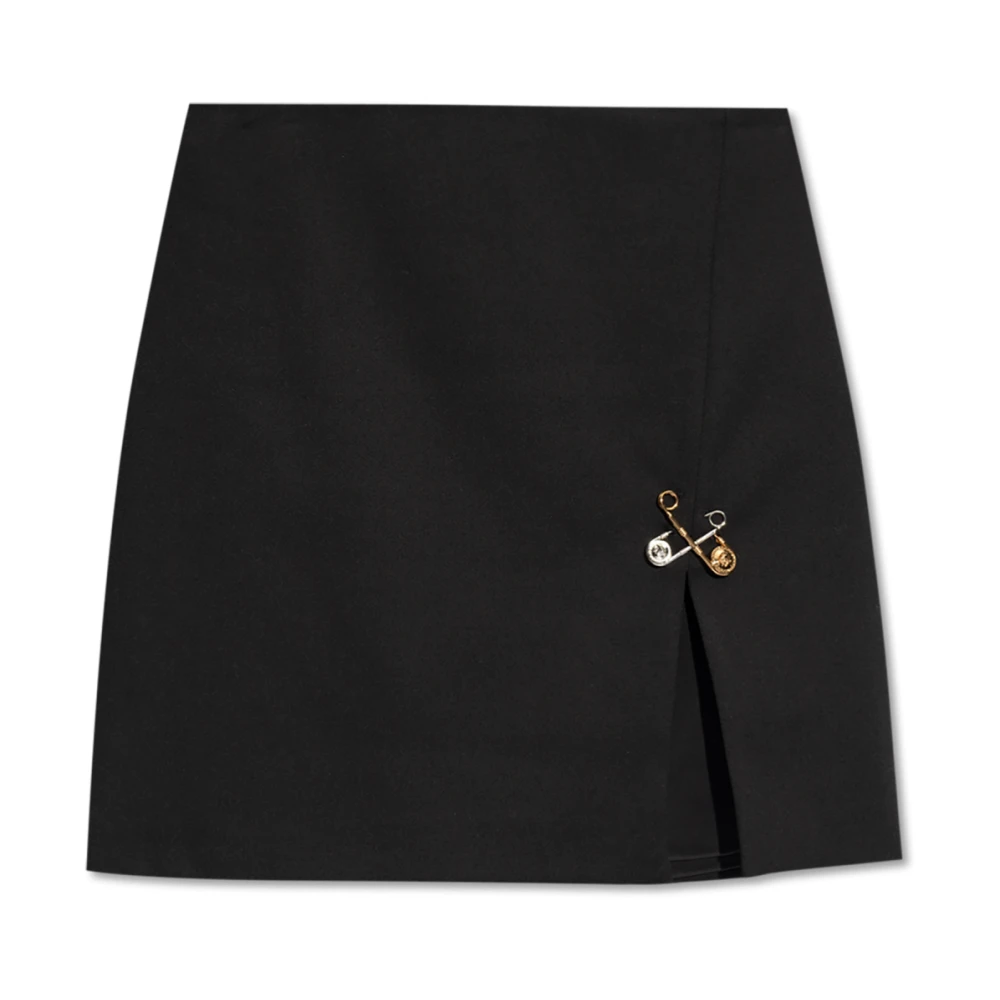 Versace Korte rok met decoratieve spelden Black Dames