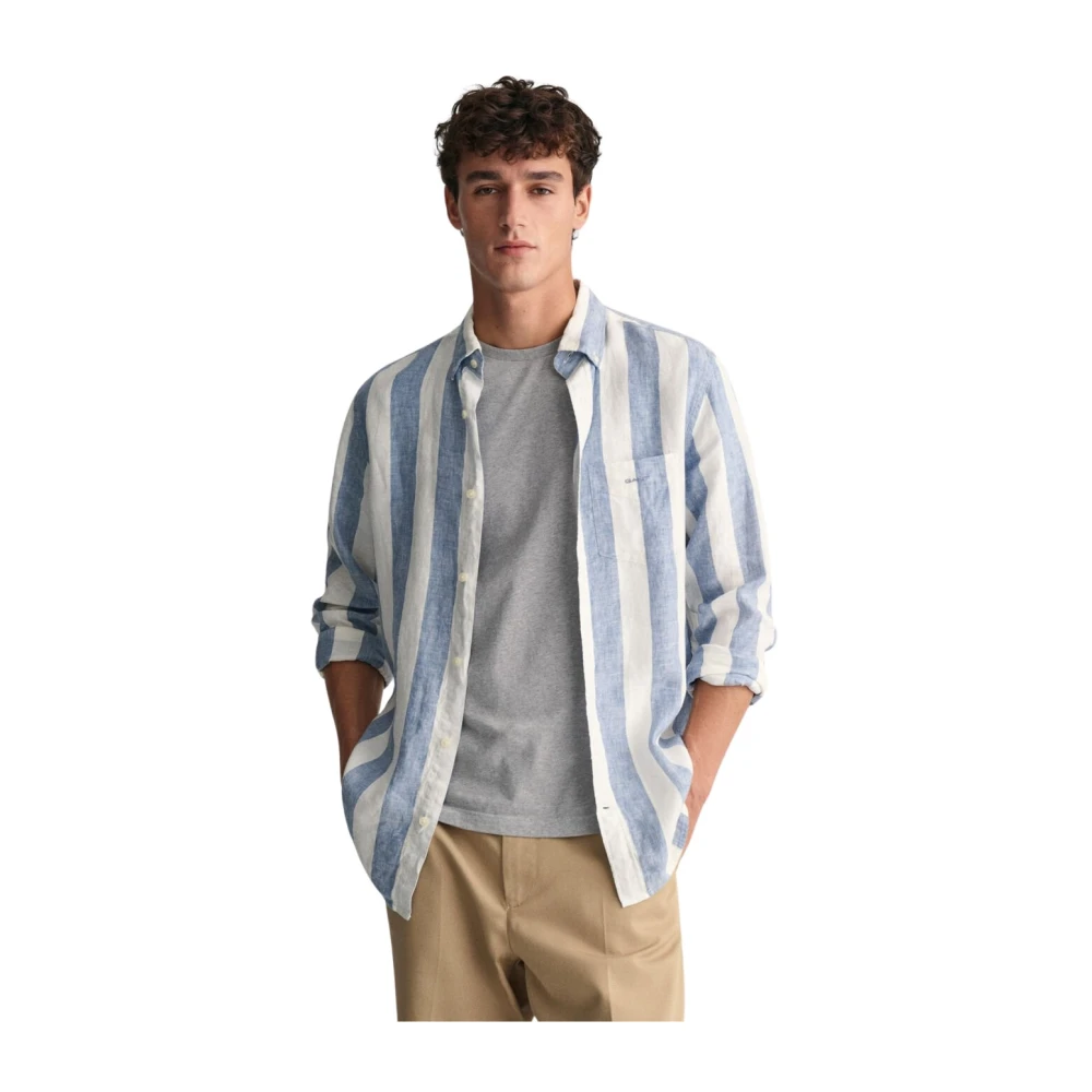 Gant Gestreept Linnen Overhemd Multicolor Heren