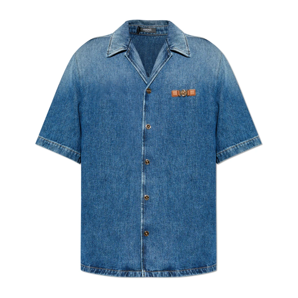 Versace Herr Blå Skjortor M, Denim, Denimskjorta Med Korta Ärmar