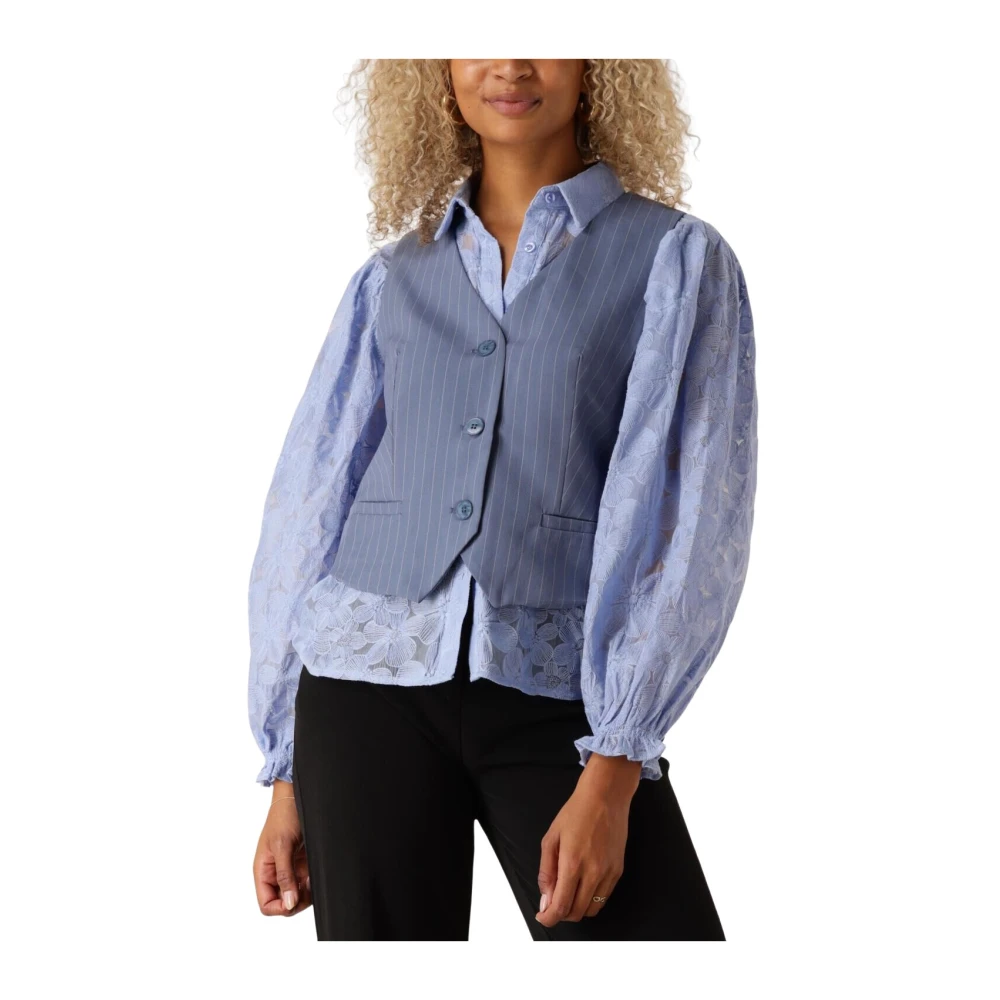 Ydence Gestreept Blauw Gilet Nadine Blue Dames