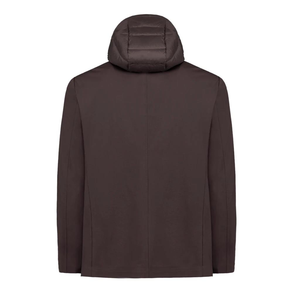 People of Shibuya Rubber Effect Twee-Knoop Technische Jas Brown Heren