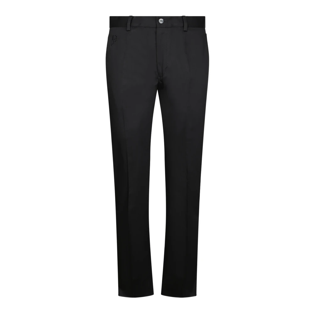 Dolce & Gabbana Mannelijk Zwart Broeken Heren, S, Katoen, Broek Met Logo-Borduursel