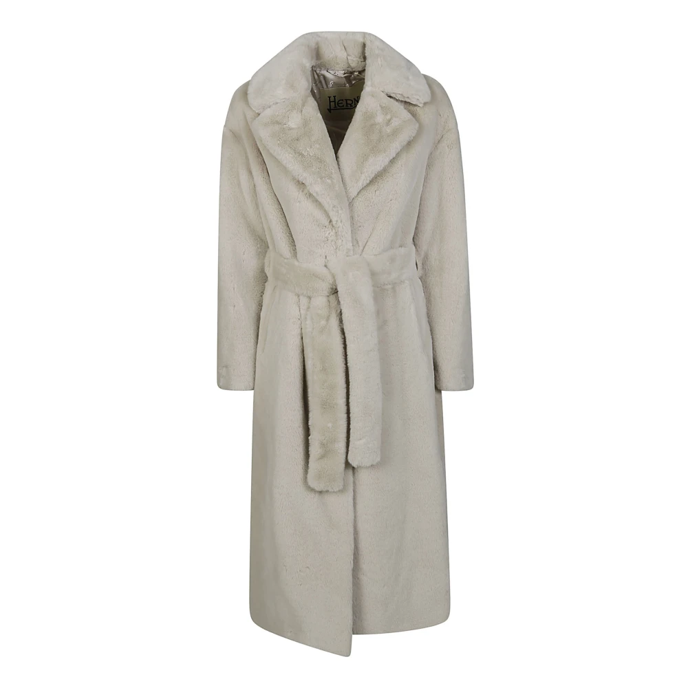 Herno Lange Ceintuurjas Beige Dames