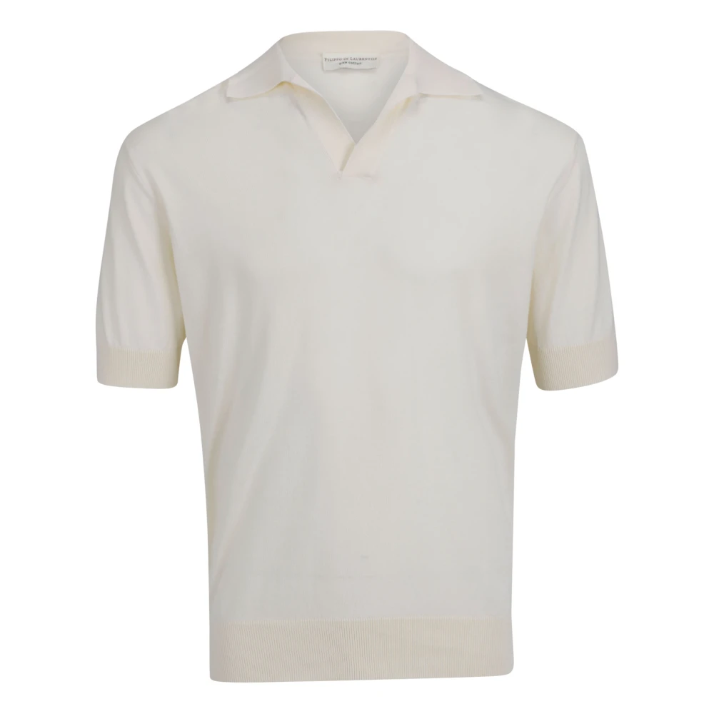 Filippo De Laurentiis V-ringad Ribbad T-shirt White, Herr