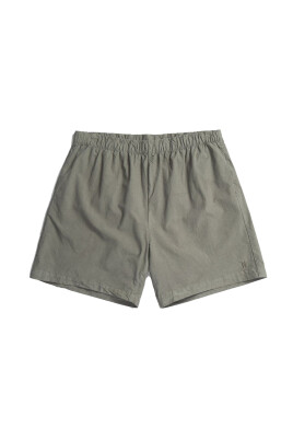 khaki-cotton-elasticated-waist-shorts