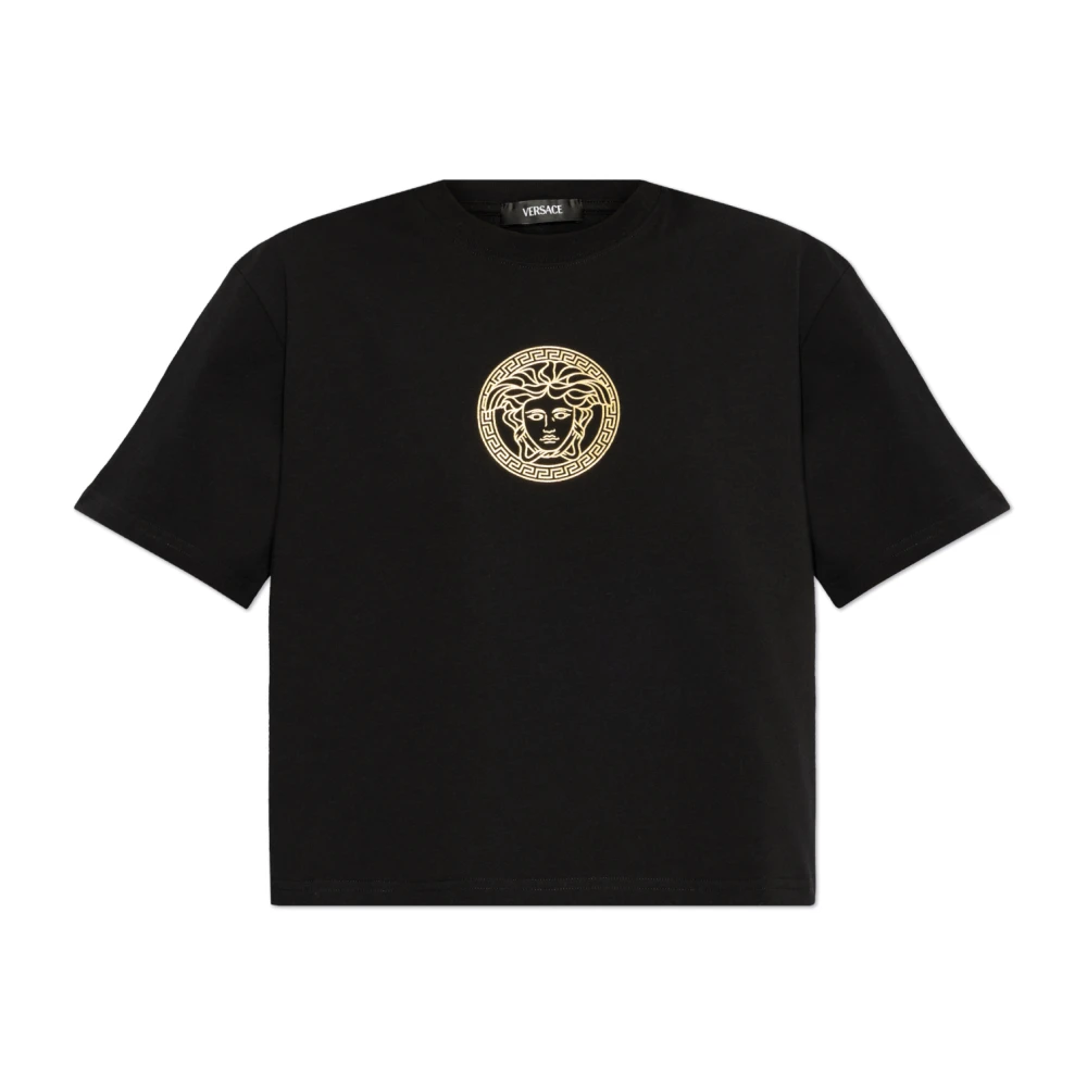 Versace Zwarte Medusa Head Katoenen T-shirt Black Dames