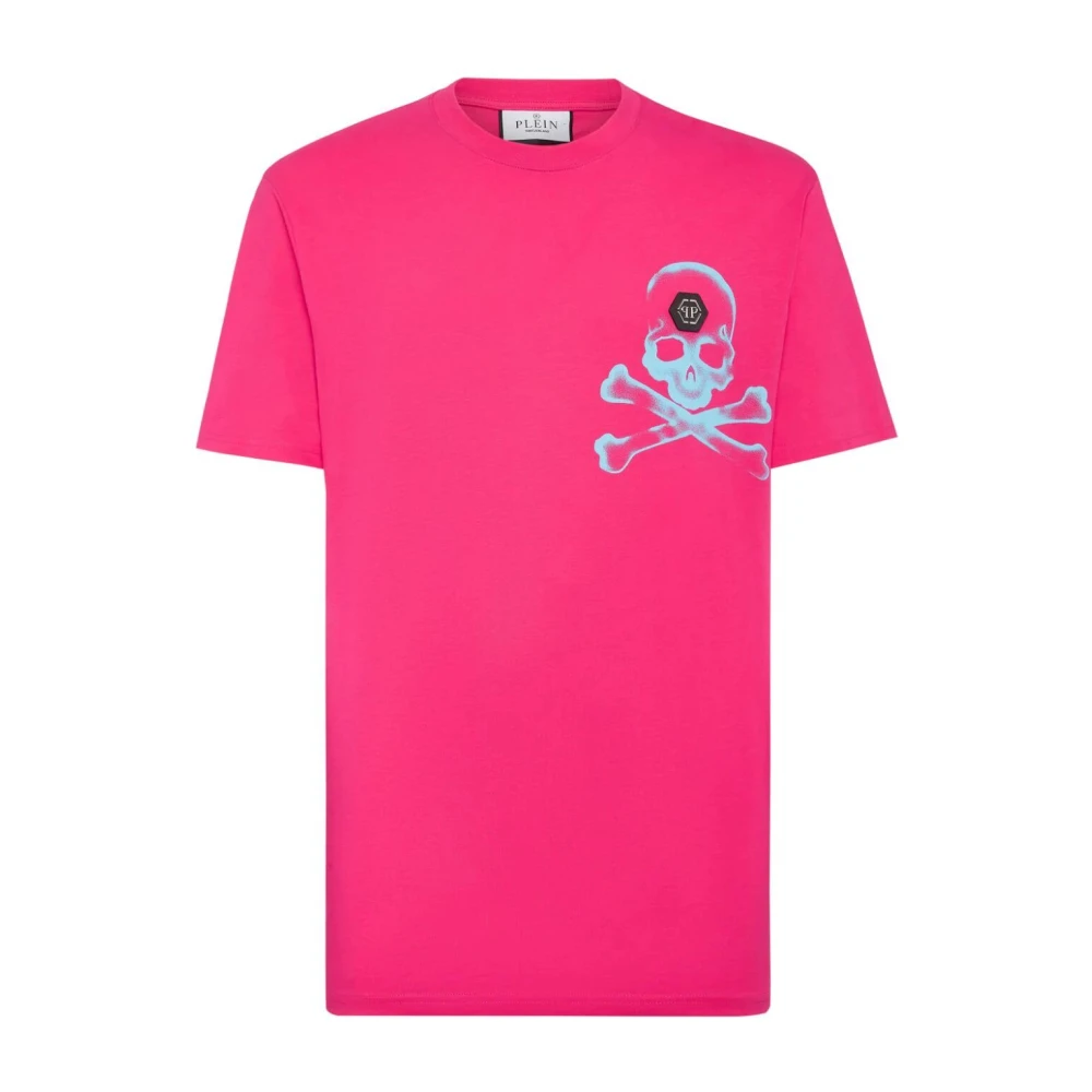 Philipp Plein Gothic Plein Ronde Hals T-Shirt Pink Heren