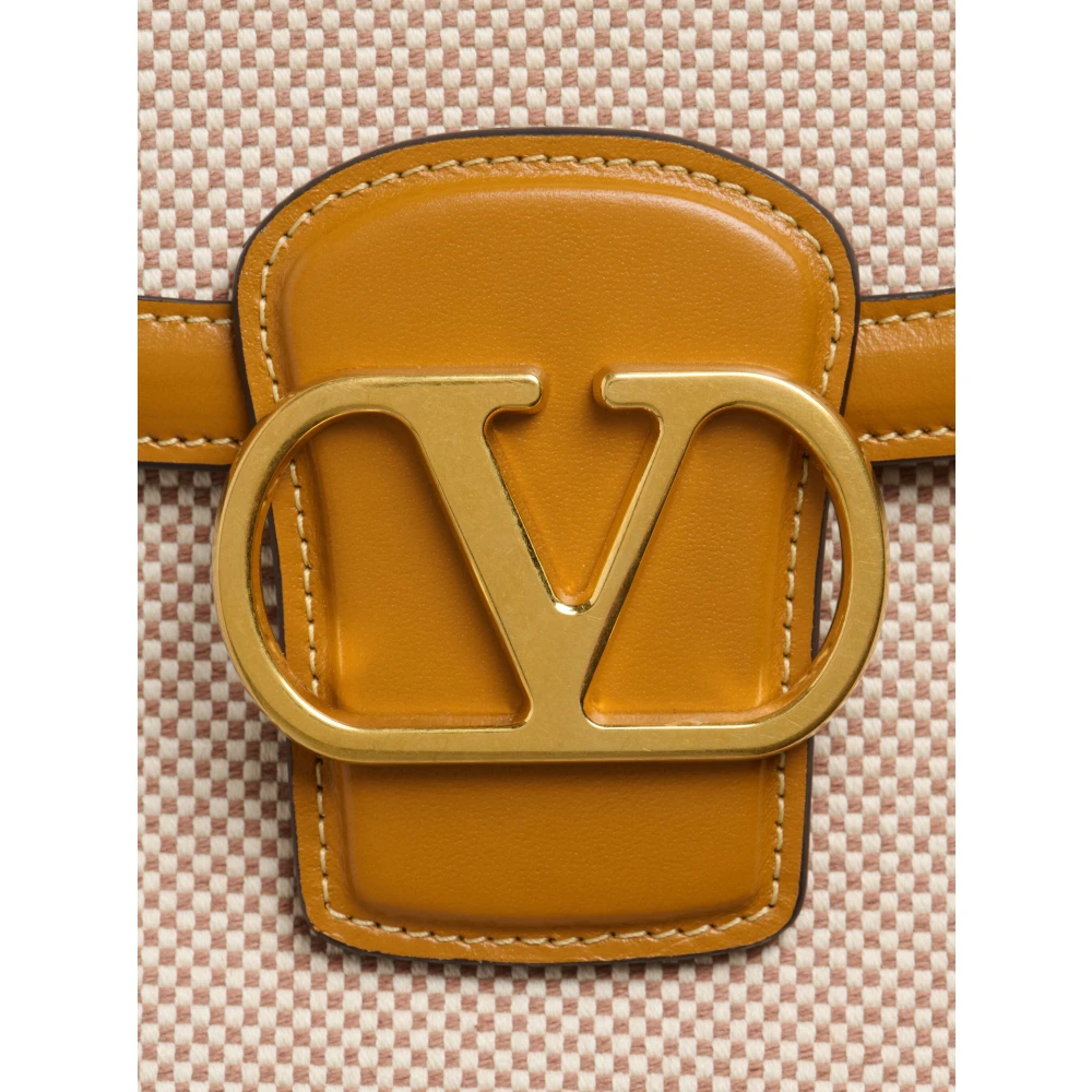 Valentino Garavani 9To5 Schoudertas Beige Canvas Leer Beige Dames