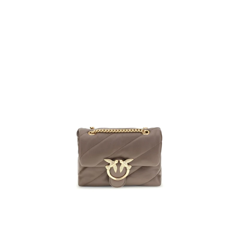 Pinko Women's Brown Cross Body Bags, One Size, Iconic Love Birds Leather Shoulder Bag