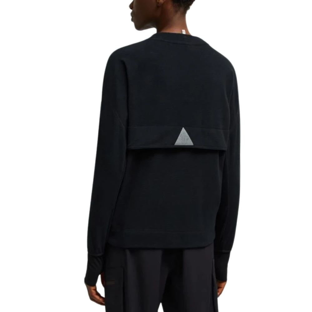 Moncler Logo-Appliqué Fleece Sweatshirt met reflecterende details Black Dames