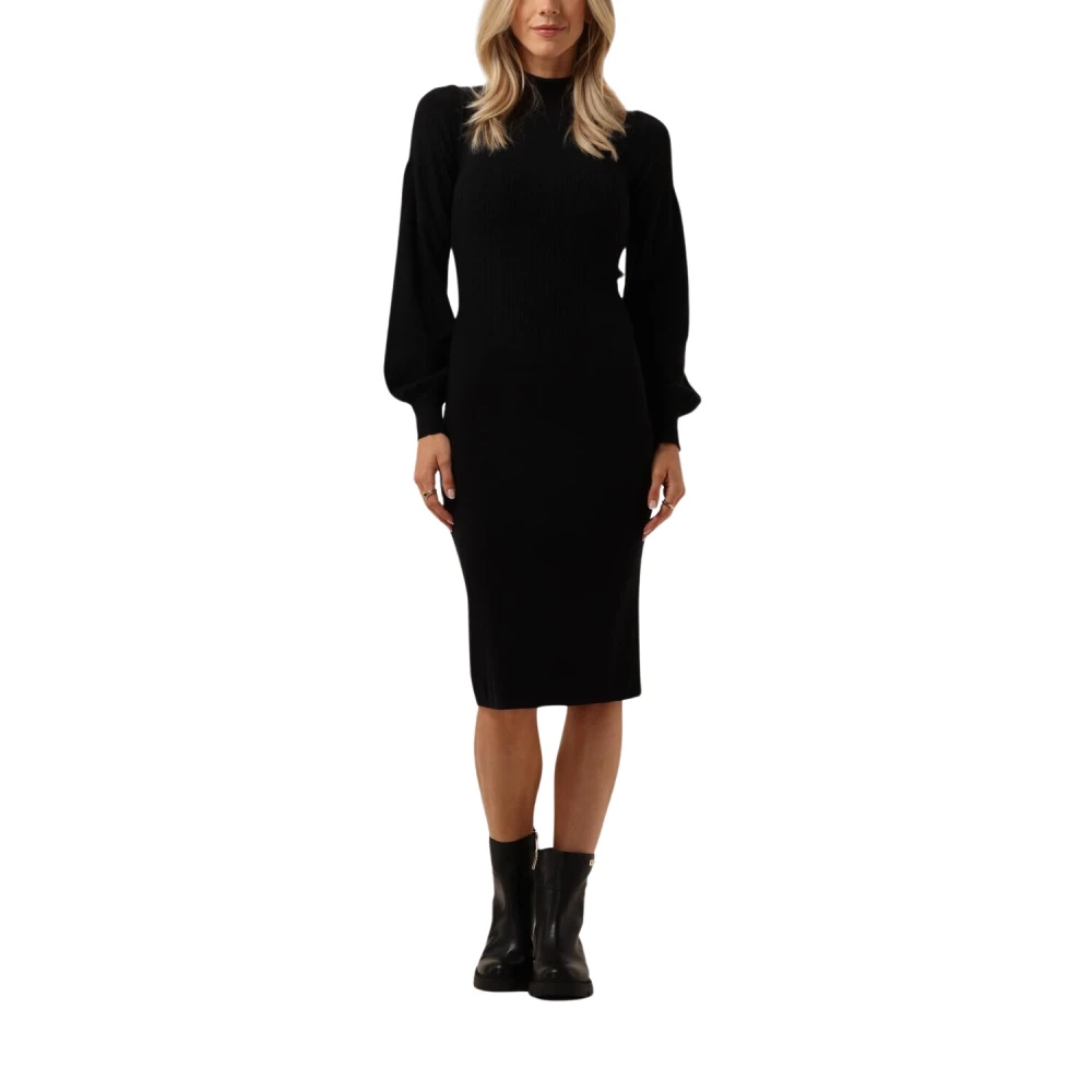 Twinset Casual jurk met gemengde stofcompositie Black Dames