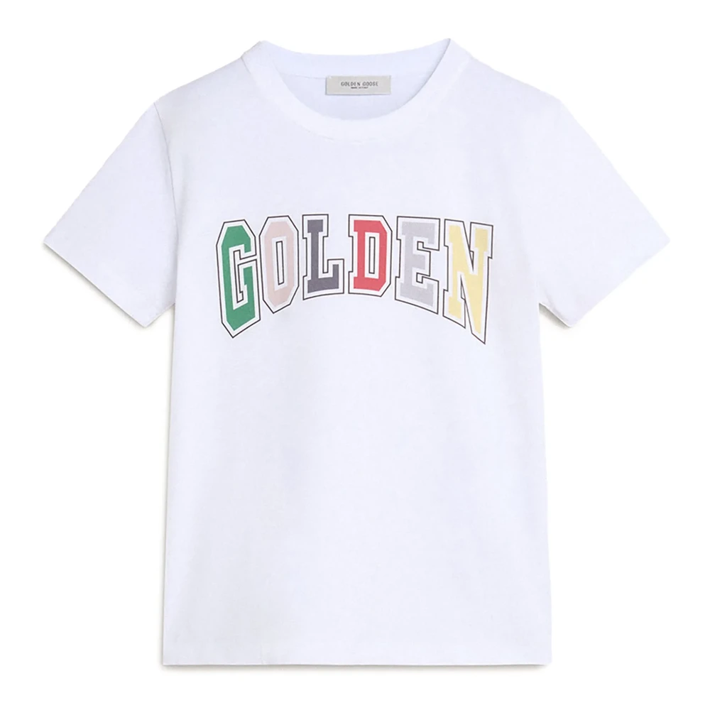 Golden Goose Men's White/Golden Multicolor Crew Neck T-Shirt