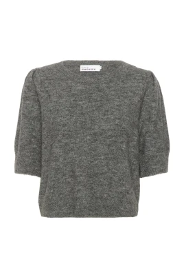 Grå Melange Enkel Pullover Tröja