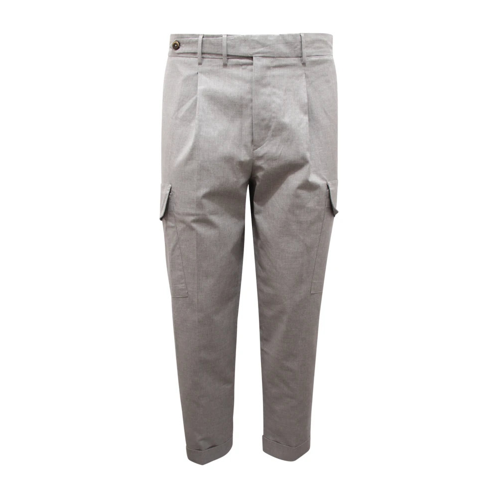 Pt01 Men's Gray Slim-Fit Trousers, W46, Carrot Fit Cargo Trousers