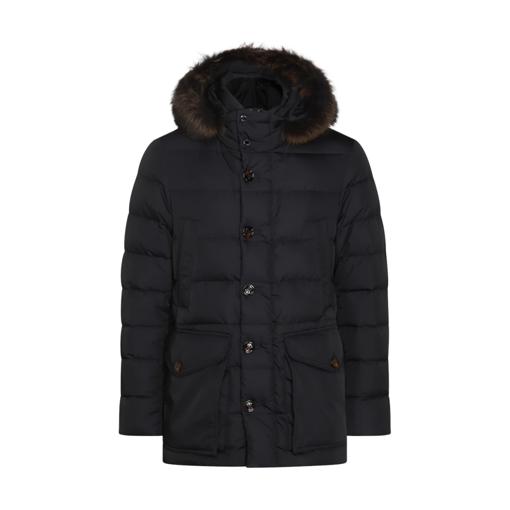 Moorer Blauwe Donsjas met Hoge Kraag Blue Heren