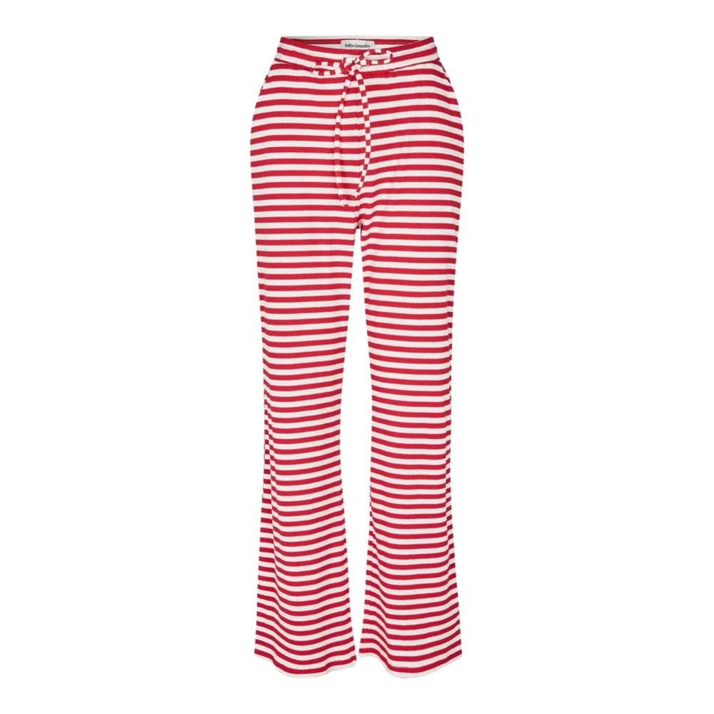 Lollys Laundry Women's Red Wide Trousers, S, Striped Elastic Waist Trousers