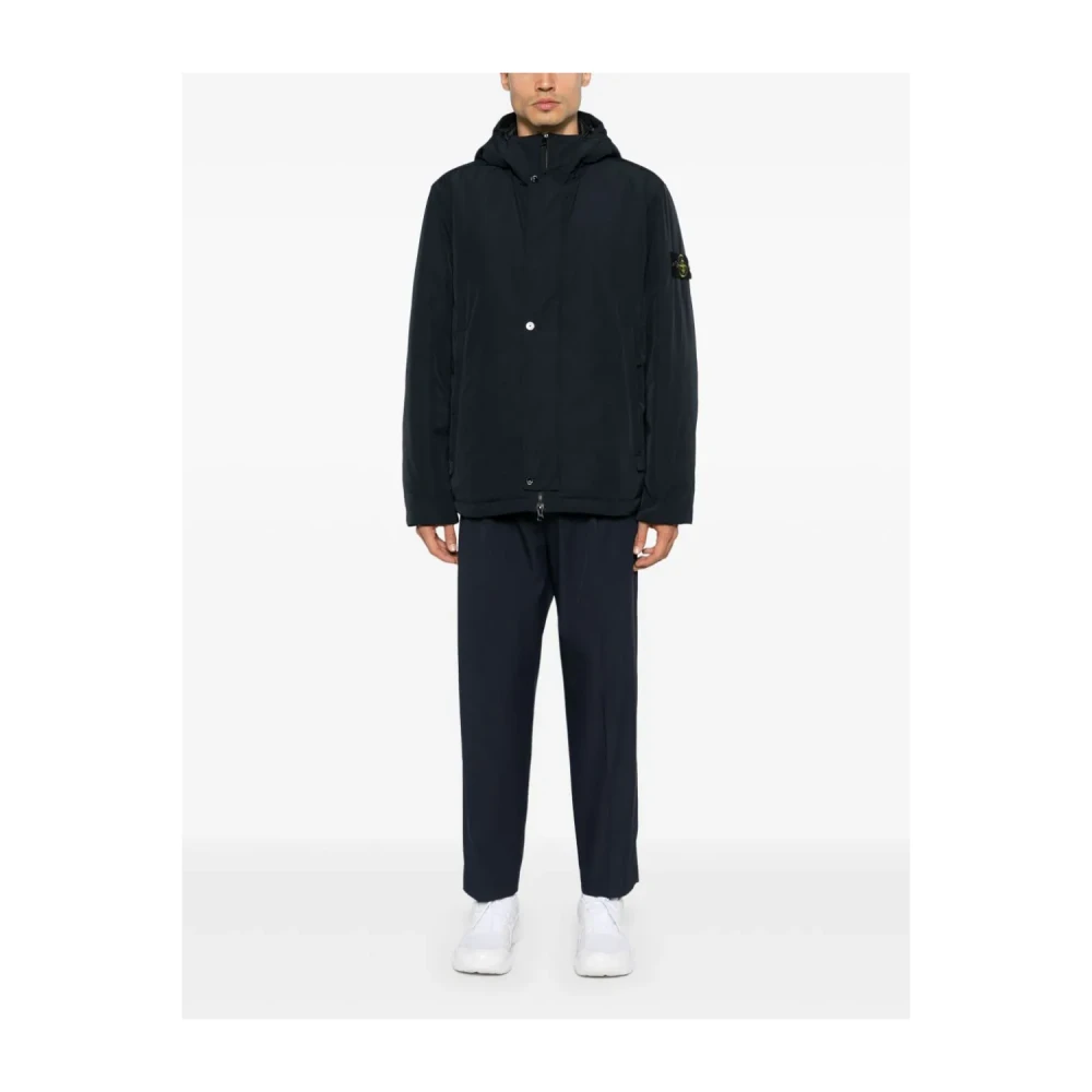 Stone Island Waterafstotende Gewatteerde Jas met Kompas Blue Heren