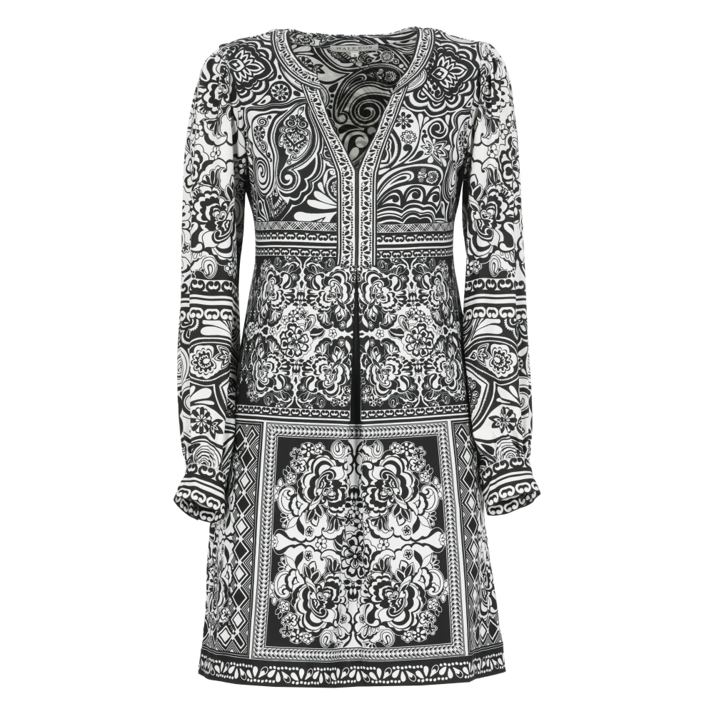 Hale Bob Bloemen V-Hals Jurk Zwart Black Dames