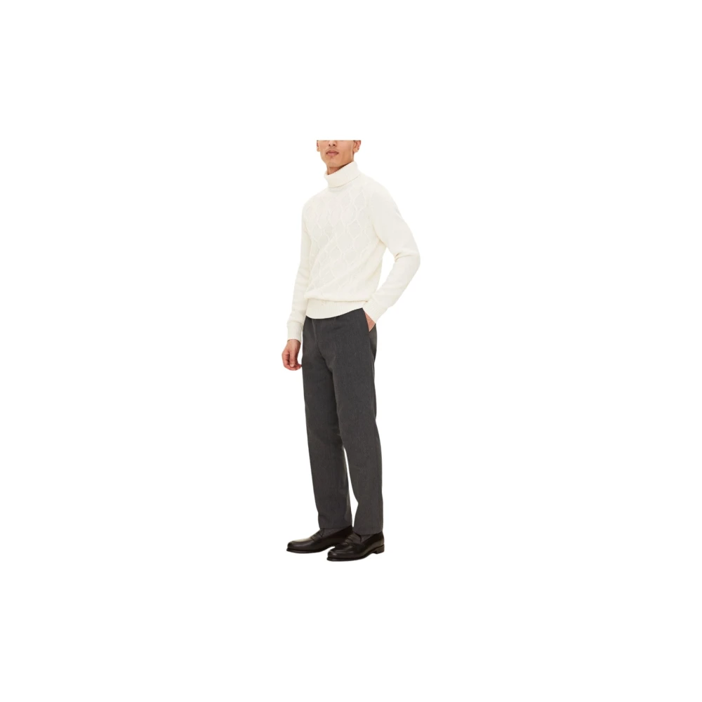 Oscar Jacobson Beige Rollneck Trui Structuur White Heren