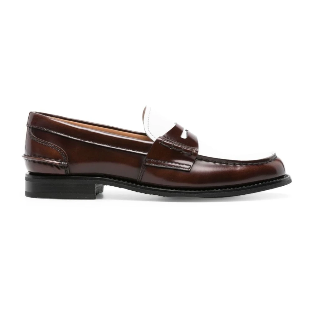 Church's Women's Brown Leather Loafers With Patent Effect