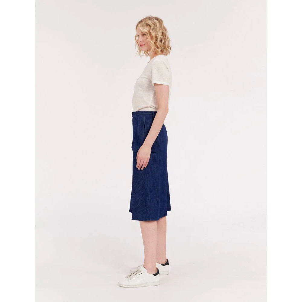 Ines De La Fressange Paris Wijdvallende Jeans Rok Zomer Must-Have Blue Dames