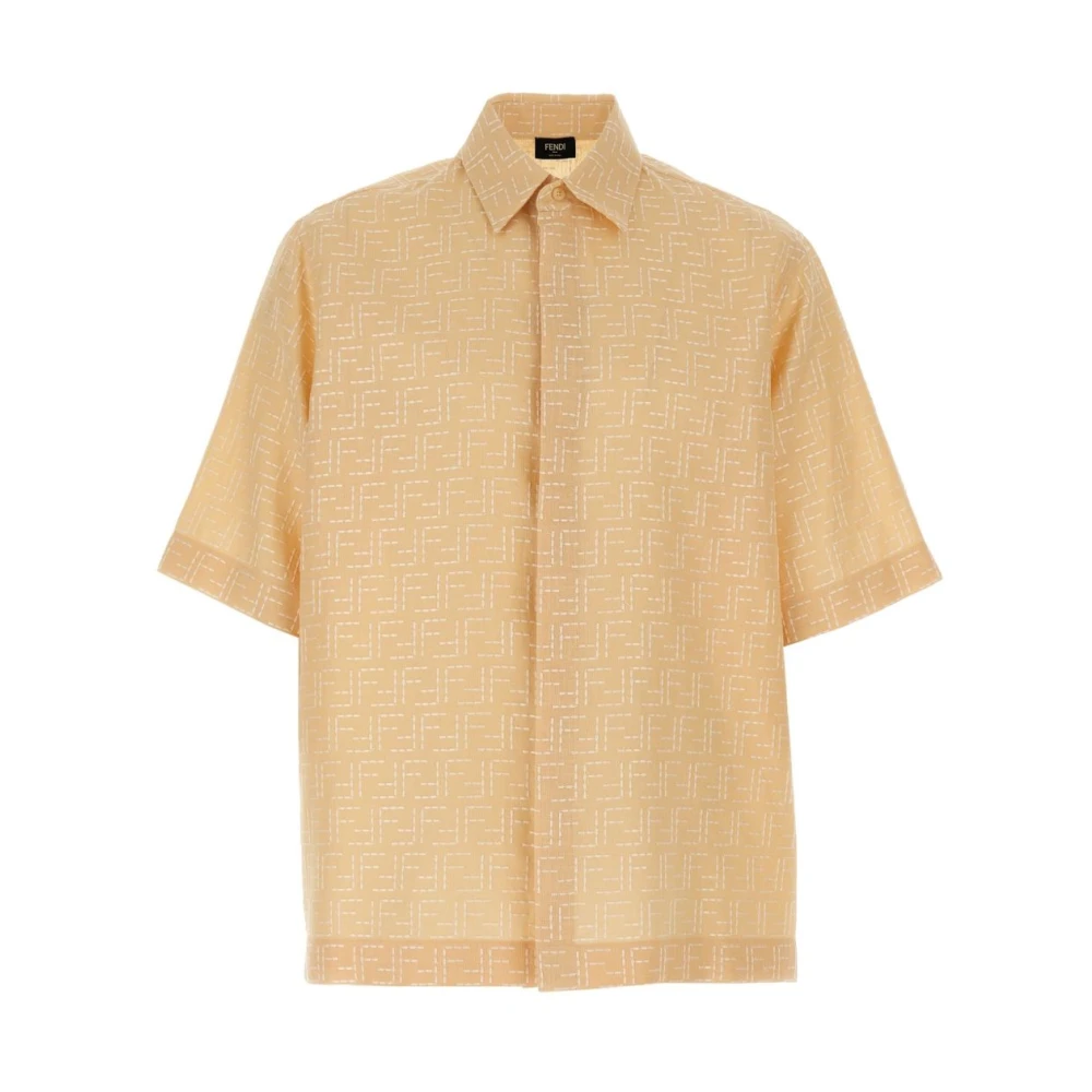 Fendi Men's Brown White Shirt With Short Sleeves - Short Sleeve Shirts - M - Shirts