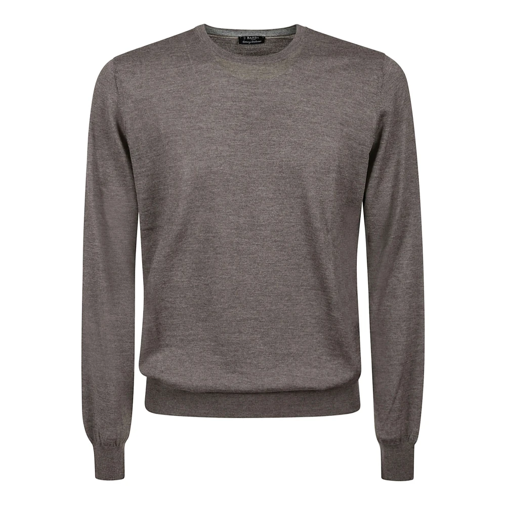 Barba Napoli Ull Crew Neck Tröja Brown, Herr