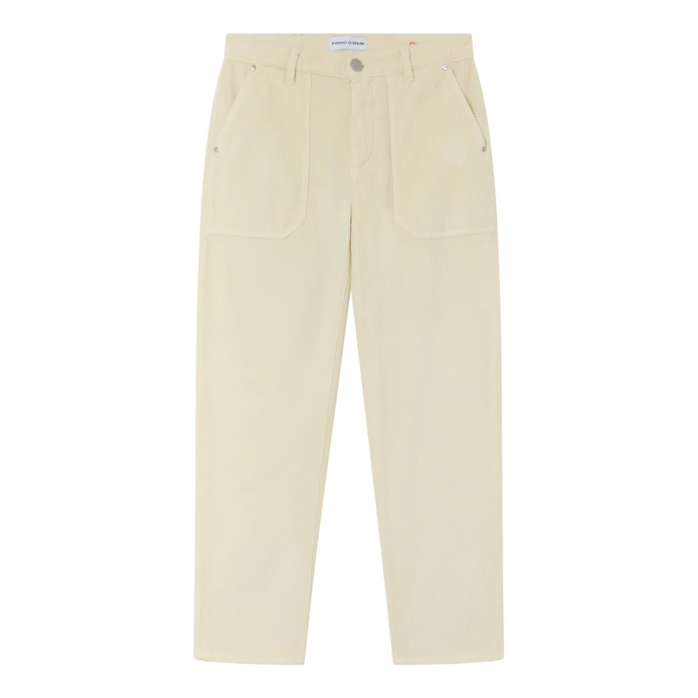 Pinko Fluweel Gestreepte Chino Broek Beige Dames