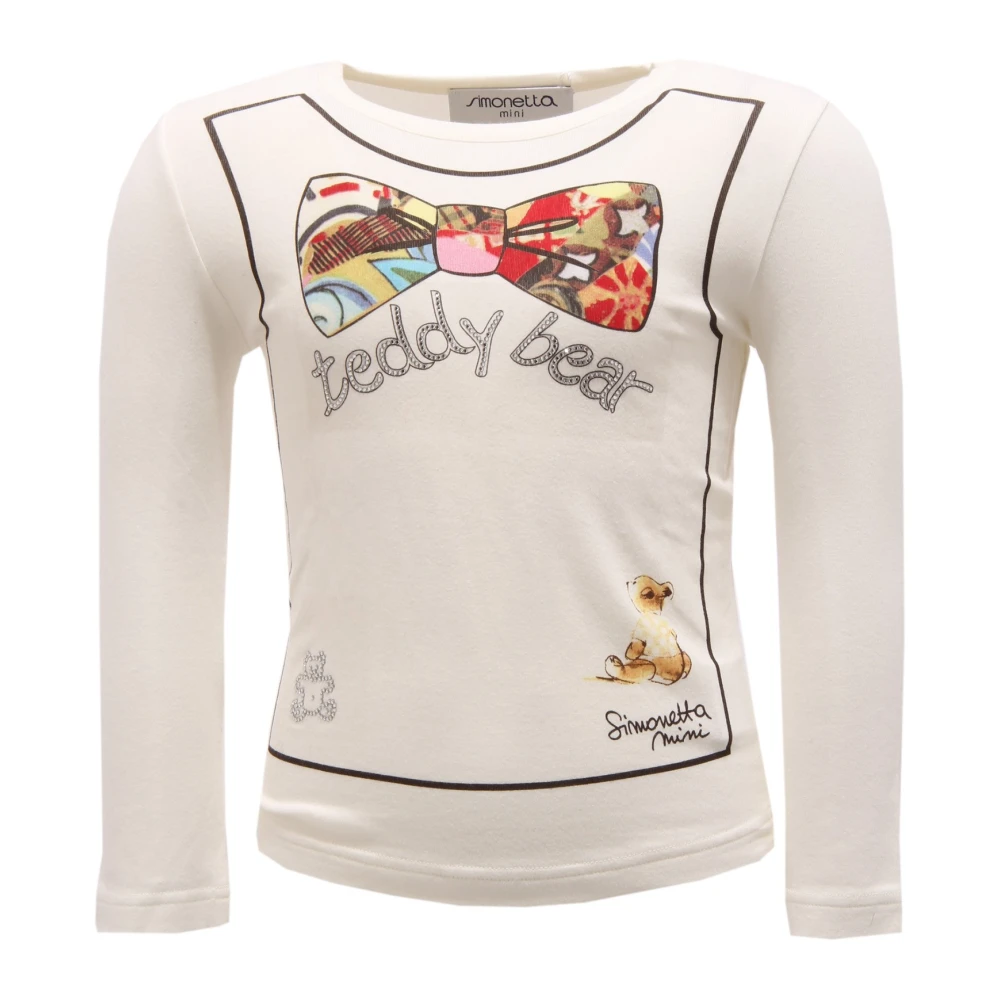 Simonetta White Kids Short Sleeve T-Shirts, Female, 3 Y, 8053V Maglia Mini