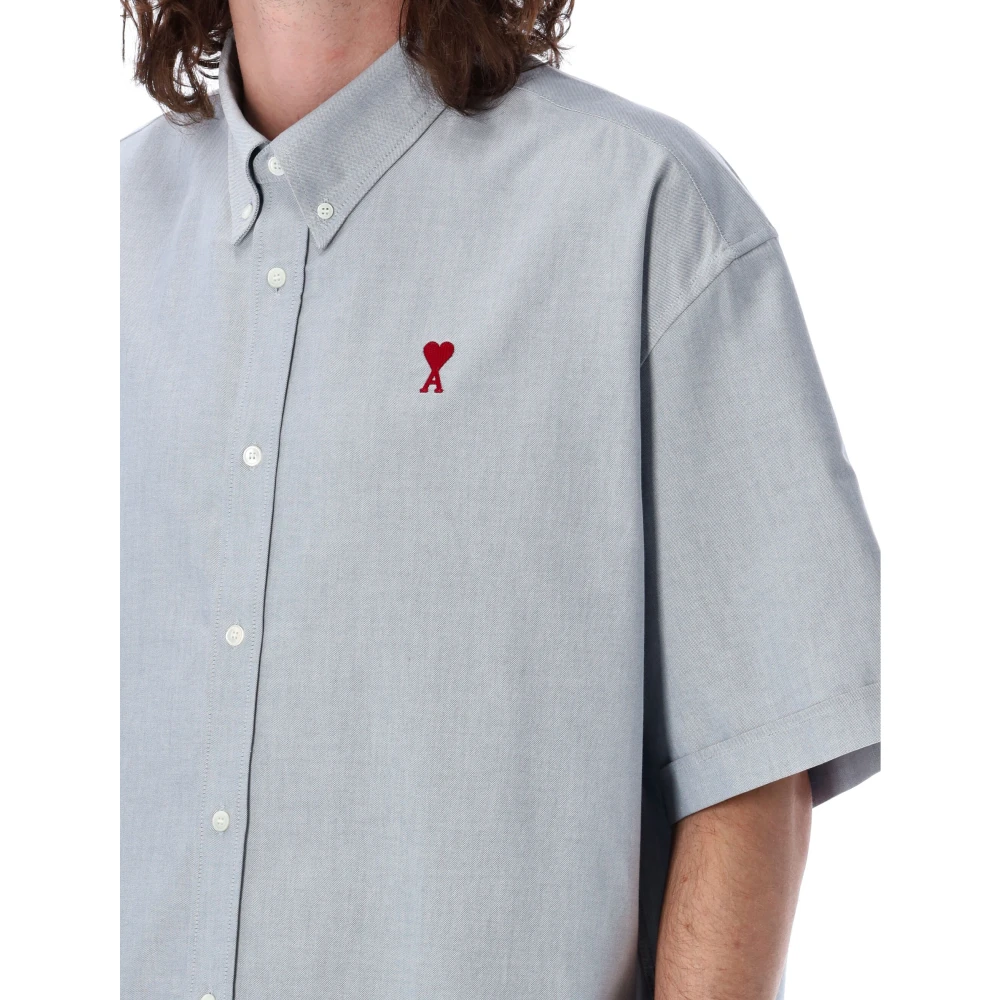 Ami Paris Boxy Fit Ami De Coeur Shirt Blue Heren