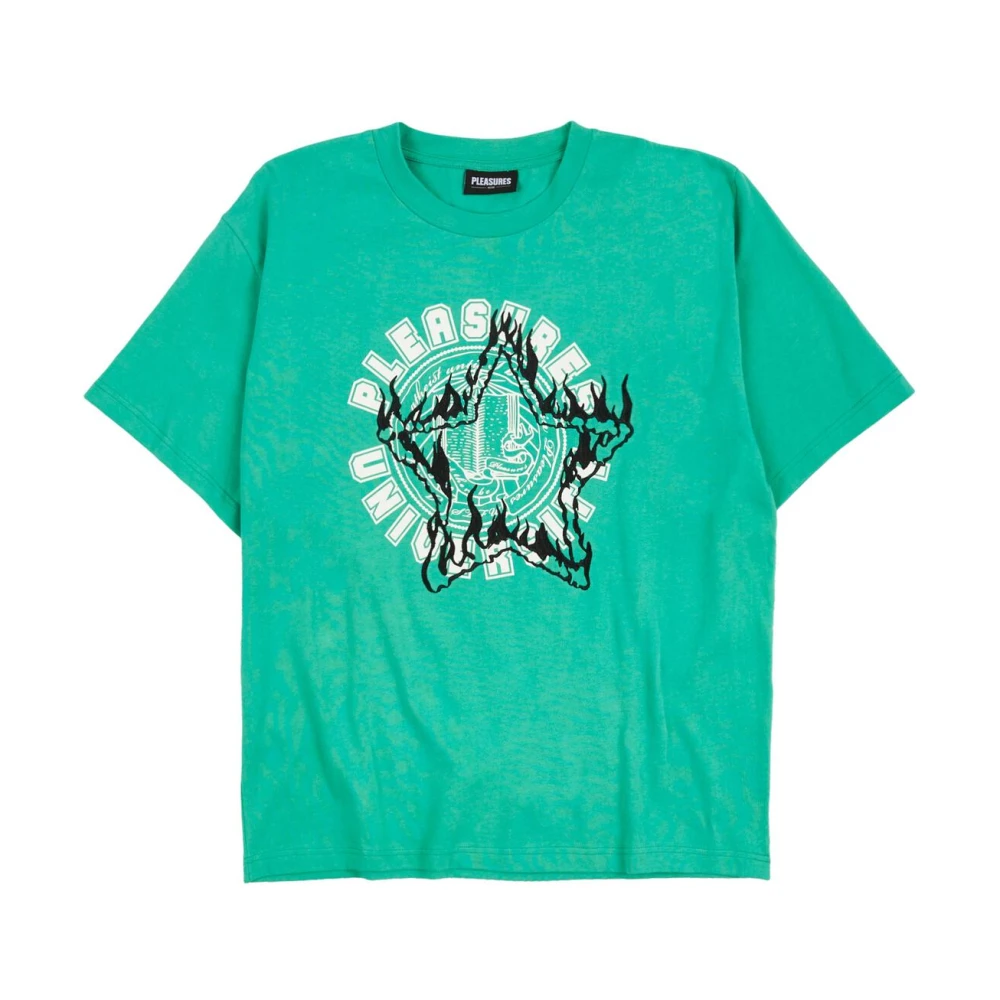 Pleasures Zwaargewicht Logo Katoenen T-shirt Groen Green Heren