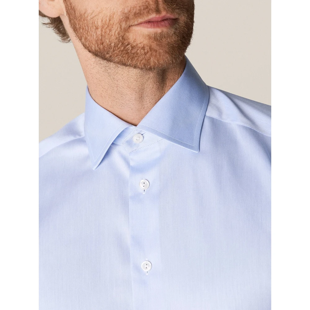 Eton Lichtblauw Super Slim Signature Twill Overhemd Blue Heren